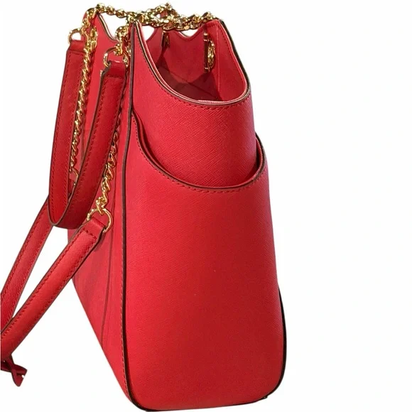 NOT 4 SALE!Michael Kors Jet Set Travel Red Leather Chain Shoulder Bag Large